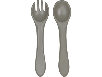 TRYCO Silikónová lyžička & vidlička, Olive Gray