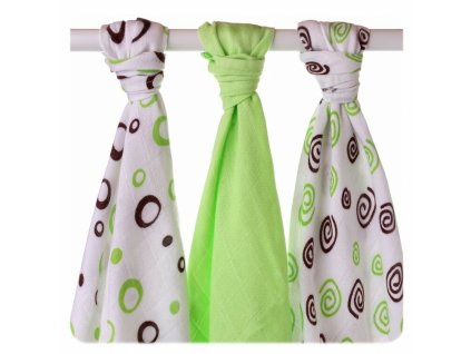 XKKO BMB Bambusová plienka Spirals&Bubbles 70x70 - Lime MIX (3ks)