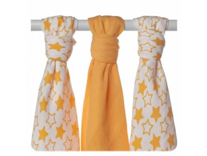 XKKO BMB Bambusová plienka Little Stars Orange, 70x70, MIX 3ks
