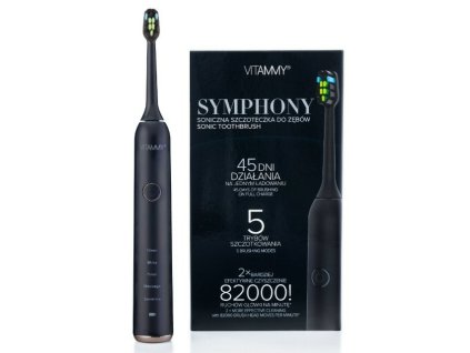 VITAMMY SYMPHONY Black Sonická zubná kefka s vysokou vibračnou silou, čierna