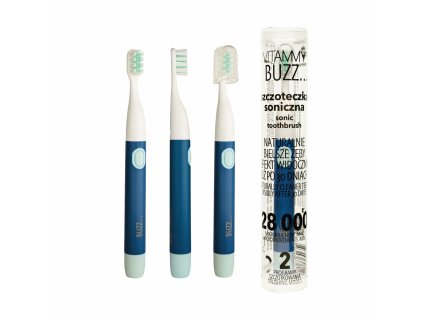 VITAMMY BUZZ Sonická zubná kefka s 28 000 mikropohybmi, 2 programy čistenia, navy/modrá,