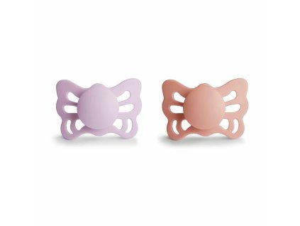 DVOJBALENIE ANATOMICKÝCH CUMLÍKOV FRIGG BUTTERFLY SOFT LILAC/ PRETTY IN PEACH, 0-6M, SILIKÓN