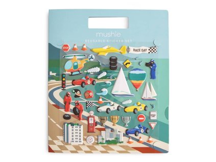 OPAKOVATEĽNE POUŽITEĽNÉ NÁLEPKY MUSHIE - RACE CARS