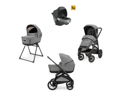Odľahčený kočík do terénu APTICA XT Canyon Grey s adaptívnym odpružením, priestrannou korbičkou s 5-timi okienkami, o 1,5 kg ľahším podvozkom s veľkými kolesami a autosedačku DARWIN, ktorá v teste ADAC získala hodnotenie 2,0 sivý