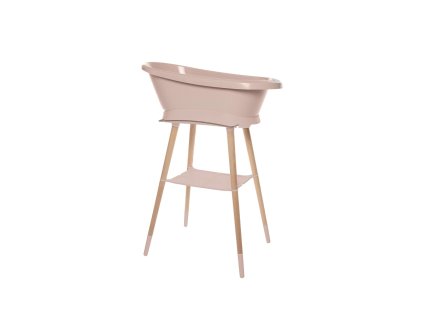 Sada komfortnej digitálnej detskej vaničky Bébé-jou Sense Edition Mellow Rose a luxusného stojana na vaničku Sense v rovnakej farbe.
