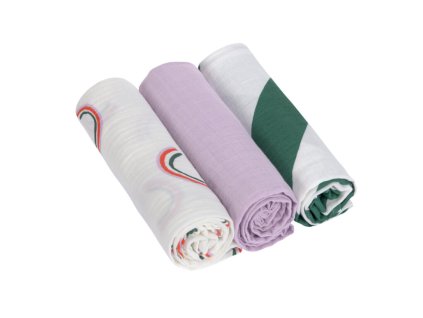 LÄSSIG Swaddle Burp blanket 85x85 2024 Happy Rascals lavender