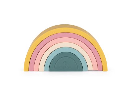 PETITE&MARS Hračka silikónová skladacia Rainbow (Variant PETITE&MARS Hračka silikónová skladacia Rainbow Intense Ochre 12m+)