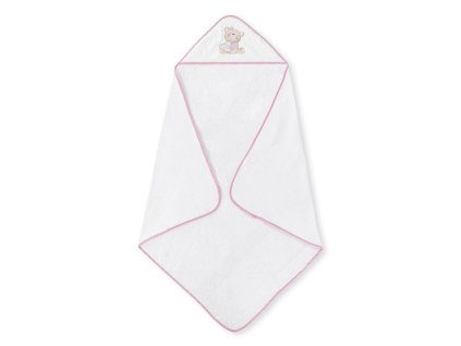 INTERBABY | Osuška froté MACKO LOVE + kefa - BIELO-RŮŽOVÁ