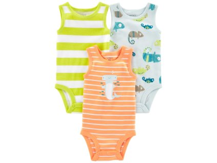 CARTER'S Body bez rukávov Stripes Animals chlapec 3ks (Variant CARTER'S Body bez rukávov Stripes Animals chlapec 3ks 12m)