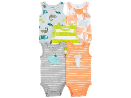 CARTER'S Body bez rukávov Stripes Animals chlapec 5ks (Variant CARTER'S Body bez rukávov Stripes Animals chlapec 5ks 12m)