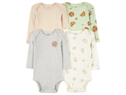 CARTER'S Body dlhý rukáv Milk&Cookies neutrál 4ks (Variant CARTER'S Body dlhý rukáv Milk&Cookies neutrál 4ks 12m/ veľ. 80)