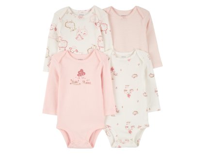 CARTER'S Body dlhý rukáv Pink/Ivory dievča 4ks (Variant CARTER'S Body dlhý rukáv Pink/Ivory dievča 4ks 12m/ veľ. 80)