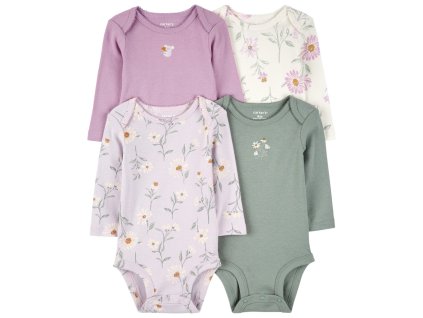 CARTER'S Body dlhý rukáv Purple/Green Floral dievča 4ks (Variant CARTER'S Body dlhý rukáv Purple/Green Floral dievča 4ks 12m/ veľ. 80)