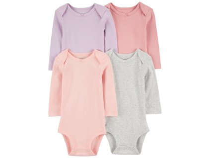 CARTER'S Body dlhý rukáv Purple/Grey/Pink dievča 4ks (Variant CARTER'S Body dlhý rukáv Purple/Grey/Pink dievča 4ks 12m/ veľ. 80)