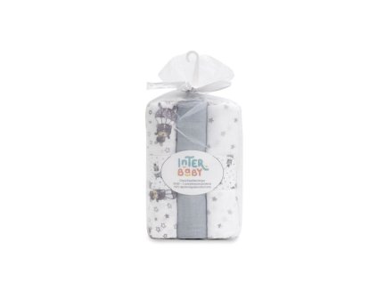 INTERBABY | PLIENKA padák 3 kusy 80x80 cm- bielo/sivá