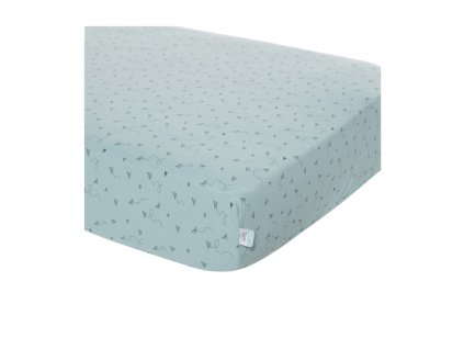napínací prostěradlo v neutrální zelené s drobným motivem  vhnodné do malé postýlky nebo kolébky 40x80cm