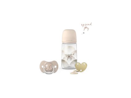 SUAVINEX | SADA FĽAŠA 270ml + CUMLÍK FYZIOLOGICKÝ 0/6M + KLIP JOY (Variant SUAVINEX | SADA FĽAŠA 270ml + cumlík fyziologický 0/6m + klip JOY - krémová)