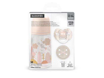 SUAVINEX | Sada fľaša 270ml + cumlík fyziologický 0/6m + klip Dreams (Variant SUAVINEX | Sada fľaša 270ml + cumlík fyziologický 0/6m + klip Dreams - ružová)