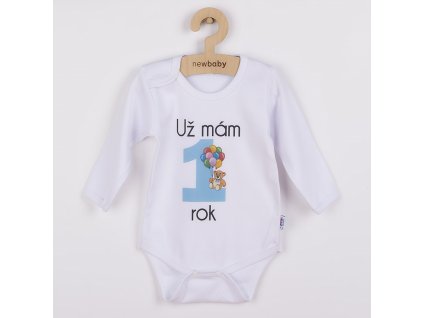 Body s potlačou New Baby Už mám 1 rok modré, v.80
