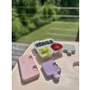 Desiatový box Puzzle 850 ml - ružový, fialový, sivý