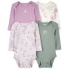CARTER'S Body dlhý rukáv Purple/Green Floral dievča 4ks (Variant CARTER'S Body dlhý rukáv Purple/Green Floral dievča 4ks 12m/ veľ. 80)