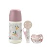 SUAVINEX | Sada fľaša 270ml + cumlík fyziologický 0/6m + klip Walk (Variant SUAVINEX | Sada fľaša 270ml + cumlík fyziologický 0/6m + klip Walk - ružová)
