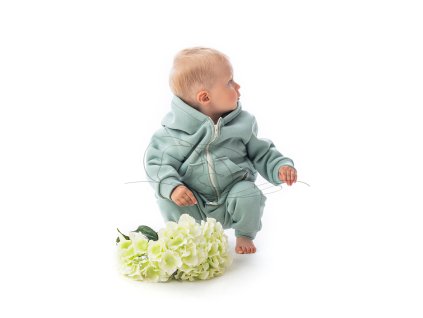 Zateplená tepl. souprava s kapucí zelenkavá