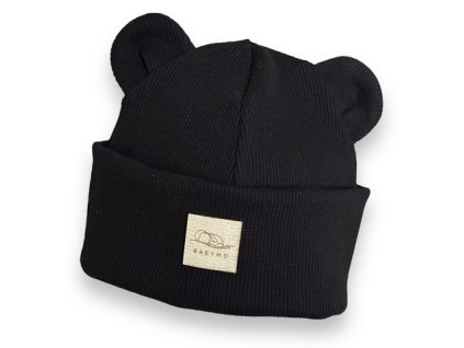 Přechodová čepička medvídek černá