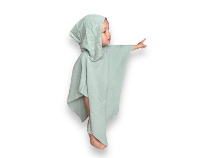 Mušelínové pončo zelené