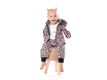 Softshellová parka leopard růžový
