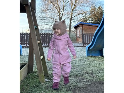 Softshellové rostoucí kalhoty s puky starorůžové