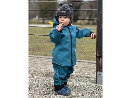 Softshellové rostoucí kalhoty s puky petrolejové