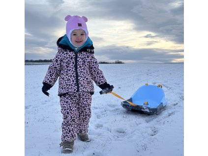 Softshellové rostoucí kalhoty leopard růžový s beránkem