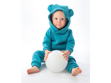 Dětská zateplená mikina s oušky petrolej