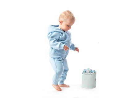 Dětská zateplená tepláková souprava s kapucí sv. modrá