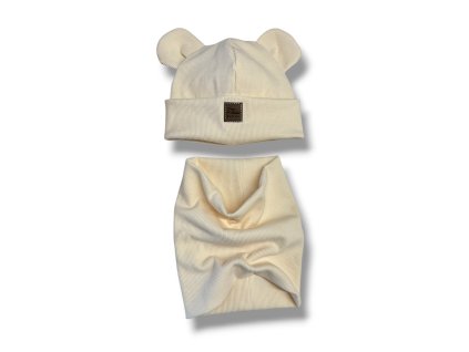 Čepička a nákrčník béžová 0-1 rok