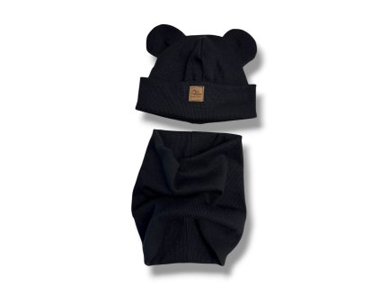 Čepička a nákrčník černá 0-1 rok