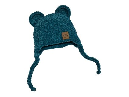 Háčkovaná čepička petrolej