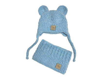 Háčkovaný nákrčník modrá 0-3 měs.