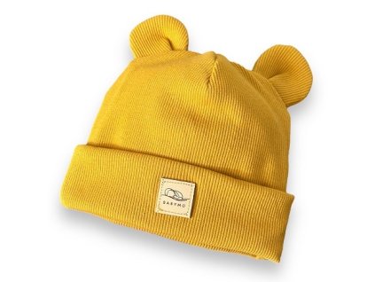 Přechodová čepička medvídek hořčicová