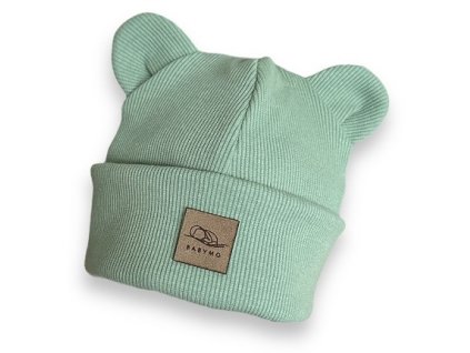 Přechodová čepička medvídek olivová