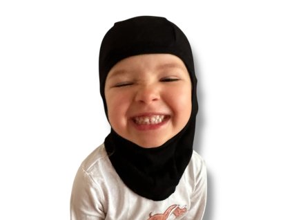 Kukla merino s otvorem na obličej - černá