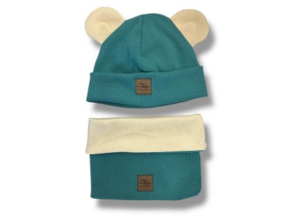 Čepička a nákrčník kombi 0-1 rok