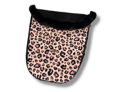 Zateplený softshellový nánožník s kožíškem - leopard růžový