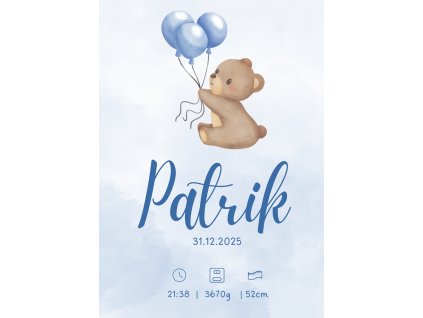 Plakát na zeď - méďan v mracích