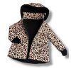 Softshellová parka leopard růžový s beránkem