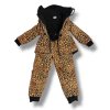 Softshellové rostoucí kalhoty leopard hnědý s beránkem
