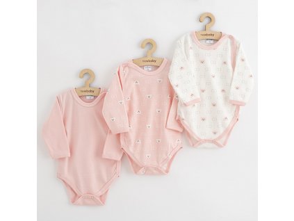 Kojenecké celorozepínací body New Baby Classic II Holka 3ks růžová