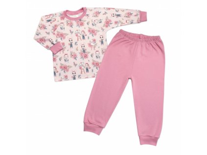 Dětské pyžamo 2D sada, triko + kalhoty, Rabbit Painter, Mrofi, pudrově růžová, vel. 116