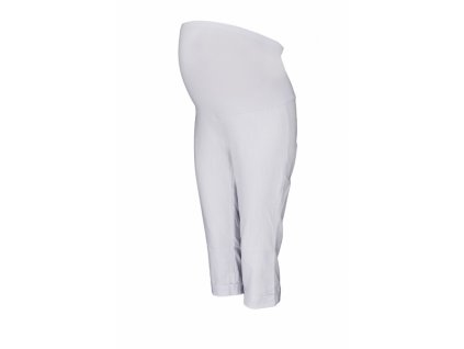 Be MaaMaa Těhotenské 3/4 kalhoty s elastickým pásem - bílé, vel. XXL